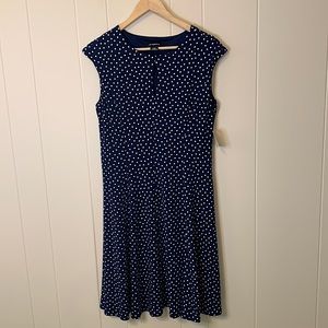 NWT Liz Claiborne Blue Polka Dot Dress Size Medium